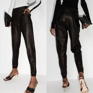 SPANX Black Faux Leather Joggers